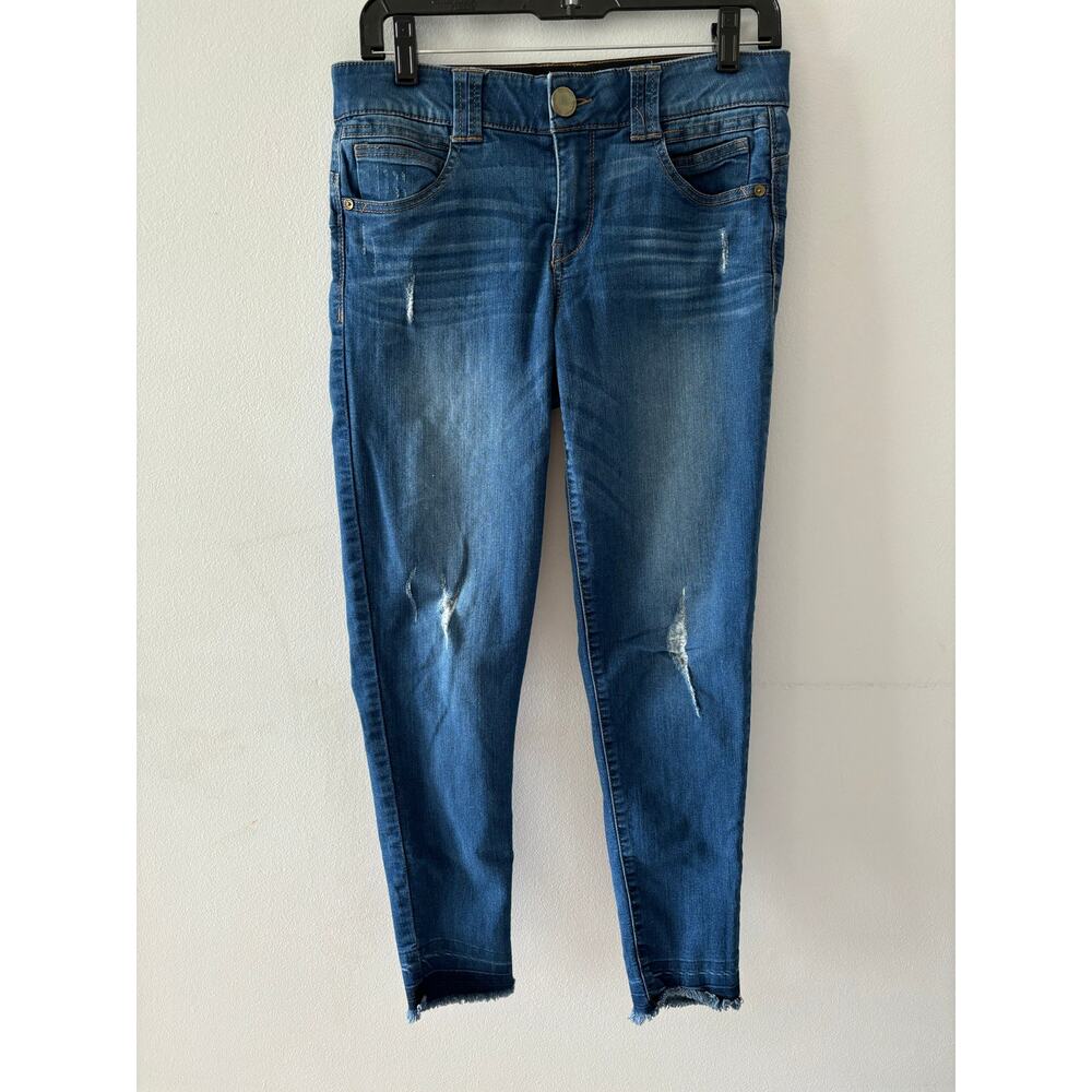 Democracy Jeans Ab Technology Women's 6 Medium Wash Denim Distressed Skinny